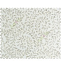 Floral small continuous flowers on swirl scroll on fern leaves texture Silver Dark Grey Beige Main curtain